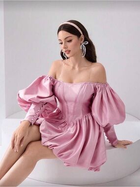 NWT Coquette Hime Gyaru Princess Barbie Beautiful Pink Satin Dress